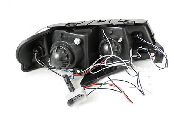 LED Angel Eyes Scheinwerfer für VW Passat 3BG 00-05 schwarz